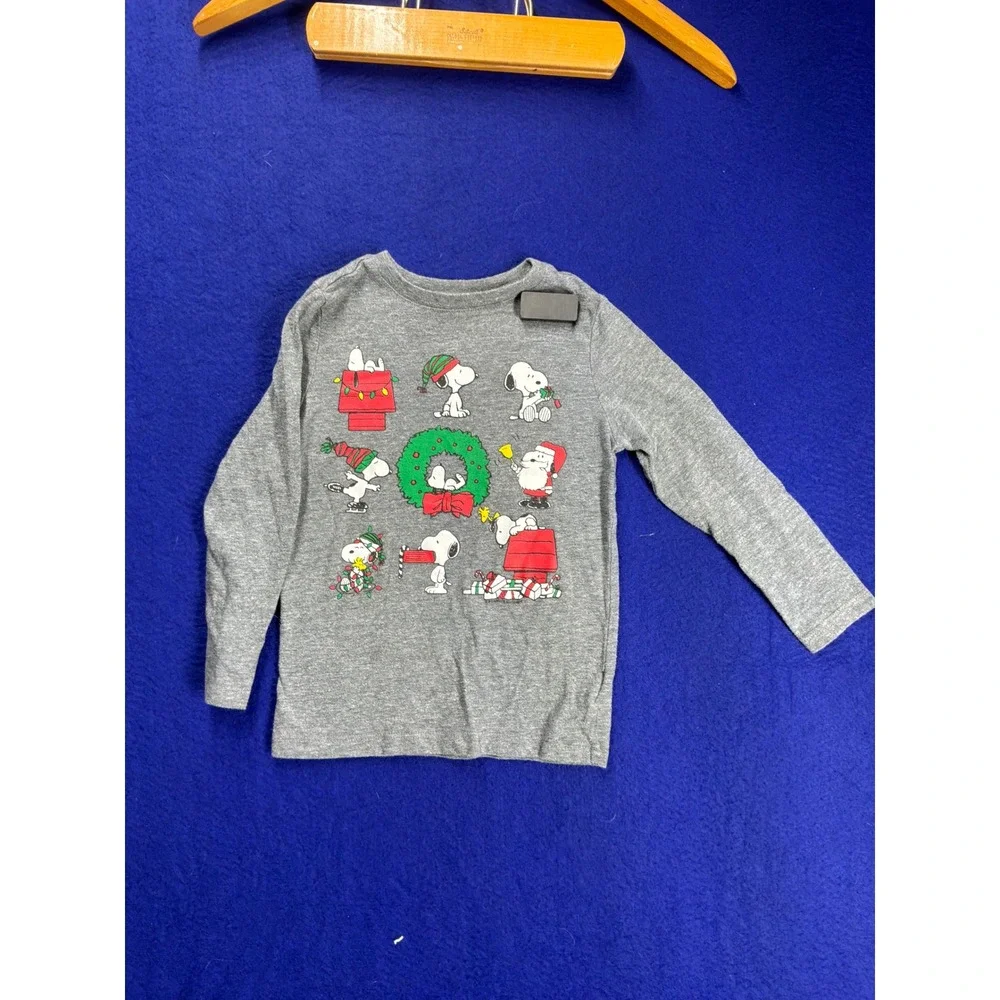 Christmas Toddler Old Navy Snoopy Graphic Long Sleeve Tee 4T Gray